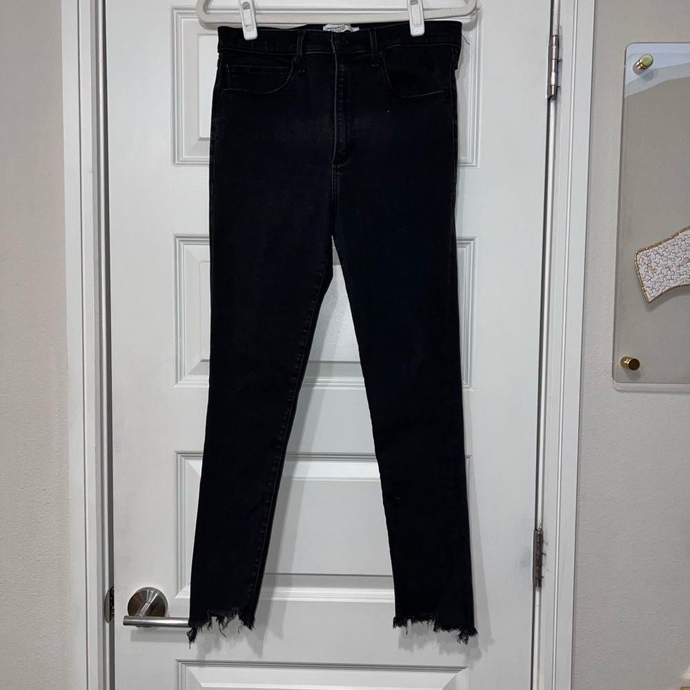 Abercrombie & Fitch Dark Skinny Jeans with Frayed Hem